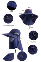 Sombrero de sol al por mayor con solapa para el cuello protección UV gorra de Safari impermeable sombrero de cubo de ala ancha para pesca jardinería senderismo caza