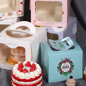 Grosir Kotak Makanan Pernikahan Persegi Panjang Ukuran Kustom Kotak Kue dengan Jendela