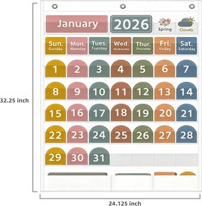 Calendario de Bolsillo para el Aula, Tarjetas Educativas Divertidas para Niños, Papel de Aprendizaje Blanco, Material Imprescindible para el Maestro - Product Image 2