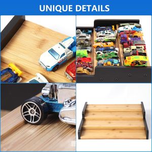 Étagère de présentation pour voitures en bois, étagère de rangement à plusieurs niveaux, présentoir de bureau multi-étages pour figurines, poupées et modèles de voitures - Product Image 5
