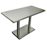 Ensemble table et chaises rectangulaires en acier inoxydable, style moderne, mobilier de restaurant en métal brossé, ensemble de salle à manger commercial pour salon de thé