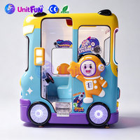 Manège pour enfants à monnayeur, design bus spatial de dessin animé, avec lumières LED colorées et musique