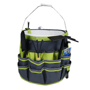 Garden <b>Tool</b> Bucket <b>Bag</b> 34 Pockets Pink Polyester Storage Organizer For Courtyard Garden Use - Product Image 5