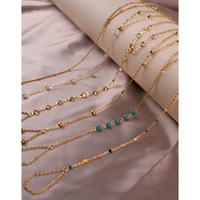 Pulsera de Cadena para Dedo con Perlas y Turquesa Delicadas, Antideslustre, Segura para la Piel, Estilo Bohemio, para Verano y Playa