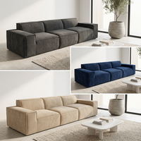 Canapé modulable convertible en tissu capitonné 3 places, sectionnel d'angle sans cadre, compressé sous vide pour appartement