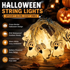 Guirlande lumineuse LED 2026 Halloween Fantôme Mumie, décorations <span class=keywords><strong>de</strong></span> Noël d'ambiance intérieure, lumières à piles étanches pour fêtes et festivals - Product Image 1