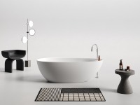 Baignoire autoportante en pierre artificielle blanche MA5005, baignoire autoportante moderne en surface solide