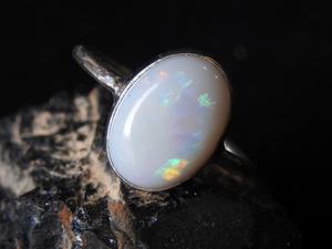 Australian Solid <b>Opal</b> 11x8mm Bezel Setting Wedding <b>Ring</b>-<b>Silver</b>-October Birthstone-5US Size-Handmade Jewelry Gift - Product Image 4