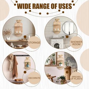 Solid Wood Arched <b>Wall</b> <b>Shelf</b> Double Layer Natural Color <b>Floating</b> <b>Shelf</b> For Living Room Decorative Storage - Product Image 4