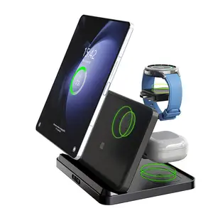 Teknologi gadget 2024 Les Chargeurs telepon Sans fill Pliable 3 En 1 untuk Samsung Multi perangkat stasiun pengisian nirkabel Qi