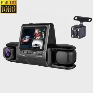 3 kanal araba dvr'ı HD 1080P 3-Lens İç araç Dash CamThree yönlü kamera DVR kaydedici Video Dashcam kamera