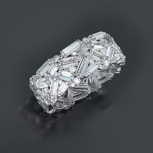 F618 Geometric <b>Eternity</b> Band <b>Ring</b> Women's Lab Created <b>Cubic</b> <b>Zirconia</b> Emerald Cut Channel Setting Wedding Fashion <b>Ring</b> - Product Image 1