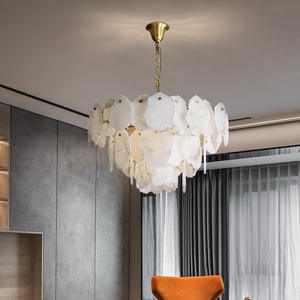 Luminaire suspendu de luxe pour <span class=keywords><strong>salon</strong></span> en marbre naturel et cuivre Villa Hôtel Salle à manger Chambre à coucher Lustre de <span class=keywords><strong>plafond</strong></span> en cuivre - Product Image 3