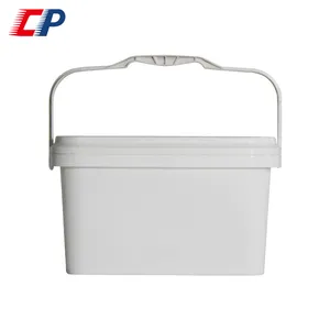 chinese supplier custom long rectangular 5 liter print plastic bucket packaging with handle