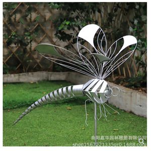 Escultura de Libélula de Acero Inoxidable Pulido para Decoración de Jardín Exterior, Arte Paisajístico Independiente con Forma de Animal - Product Image 3