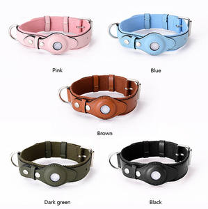 Niedriger Preis Katzen halsband Farben Benutzer definiertes Haustier halsband aus weichem Leder für mittelgroße Hunde halsband mit Air Tag Holder - Product Image 6