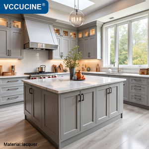 18 שנים foshan מפעל ייצוא קנדה ארונות מטבח מותאם אישית עיצוב שייקר לכה לאי מטבח עבור פרויקט - Product Image 1