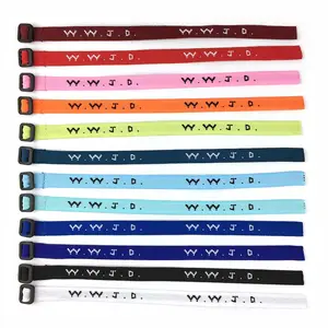 Customized Fabric Jacquard WWJD Bracelet Adjustable Woven Wrist Band Custom With Adjustable Lock