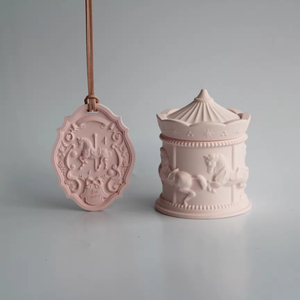 Wholesale Art Soy Wax <strong>Carousel</strong> Scented <strong>Candles</strong> with Gypsum Cup Aromatherapy Luxury Gift Unique Plaster Design - Product Image 2