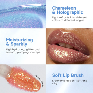 Charm Beauty Duochrome Liquid <b>Lipstick</b> Chameleon Holographic Lip Gloss Shimmer Aurora Lipgloss Lip Makeup Glitter Makeup - Product Image 2