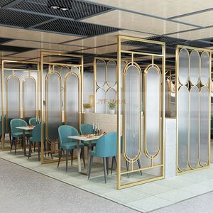 Customizable Modern Golden Oval Stainless Steel Frame Partition EX252 Durable <b>Mirror</b> Glass Screen with Laser Cut Process - Product Image 3