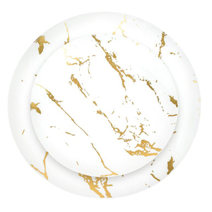 plastic party plates marble design durable restaurant tableware plates and bowls dinnerware set