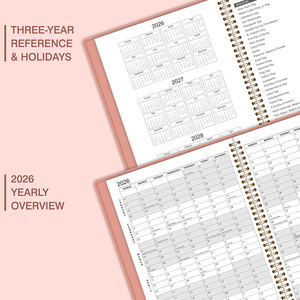 Plan de la semaine anglaise 2026 : Carnet minimaliste en cuir à spirale transfrontalier, plan mensuel A5, carnet de notes, logo personnalisé - Product Image 4