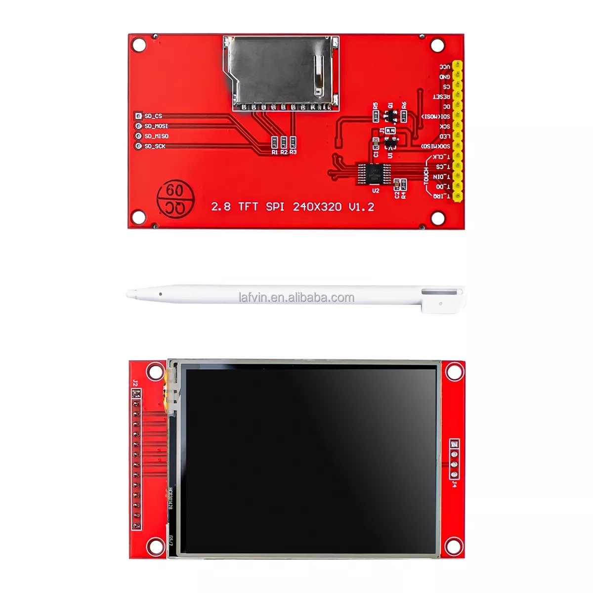 Produktbild von 2,8 Zoll TFT LCD Display Modul – 240x320, ILI9341, SPI, Touch, 5V/3,3V, Mit PCB
