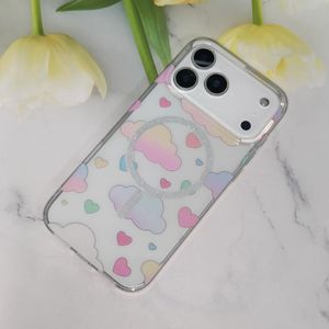 Étui de téléphone portable magnétique en TPU+PC avec petit cœur nuage blanc pour 11/12/13/14/15/16/17 Pro Max Vivo Style <span class=keywords><strong>fille</strong></span> Nature - Product Image 3