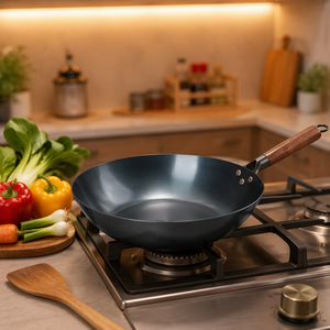 <span class=keywords><strong>Wok</strong></span> Comercial Chino de Fondo Plano de Acero al Carbono Azul para Restaurantes, Cocina, Catering, Venta al por Mayor y Suministro a Granel - Product Image 5