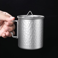 Mug d'exercice en titane pur pour l'extérieur - Tasse à thé et à café portable pour le camping avec poignée pliable