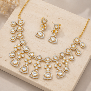 Premium 925 Silver Kundan <b>Necklace</b> Set Designer Bridal Jewelry Elegant Earrings for Women Collection Wear for Women Bridal Party - Product Image 3