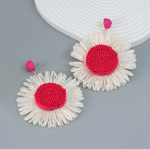 Nouvelles boucles d'oreilles <span class=keywords><strong>en</strong></span> raphia, cercle de plantes <span class=keywords><strong>en</strong></span> rotin, fleur pendante, boucles d'oreilles <span class=keywords><strong>en</strong></span> paille tissée à la main pour femmes, bijoux d'été pour la plage - Product Image 4