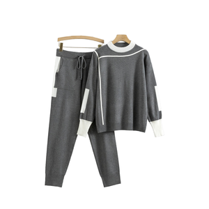 2025 automne hiver élégant femmes décontracté tricoté deux pièces costume pour <span class=keywords><strong>Amazon</strong></span> transfrontalier Style coréen solide <span class=keywords><strong>grande</strong></span> <span class=keywords><strong>taille</strong></span> - Product Image 1