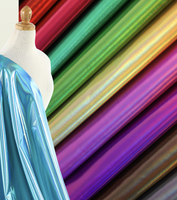 Tissu holographique écologique bio en stock RTS, imprimé feuille de néon brillante arc-en-ciel, polyester élasthanne, suède extensible occultant