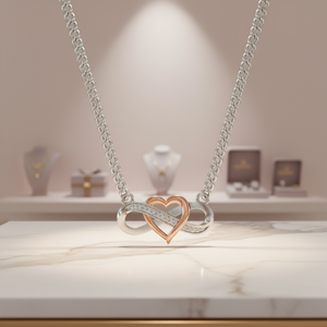 925 Sterling <b>Silver</b> Infinity <b>Heart</b> Diamond <b>Necklace</b> from India Romantic Jewelry for Everyday Love valentine gift for her - Product Image 3