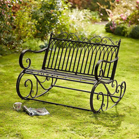 Banc de jardin en métal vert antique personnalisable pour l'extérieur - Sièges décoratifs résistants aux intempéries pour patio, cour et parc