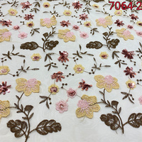 Tela de Encaje Bordada Floral de Lujo, 100% Poliéster, Tul Tejido para Vestidos de Fiesta y Textiles para el Hogar