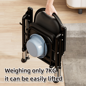 Silla Inodoro Plegable Portátil con Cubeta Frontal Desmontable, 5 Alturas Ajustables, Capacidad de 120 kg, para Dormitorio, Baño, Hospital - Product Image 4