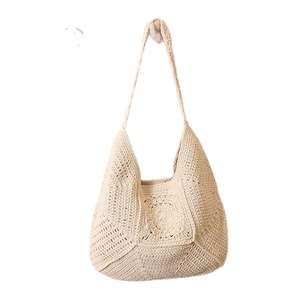 <span class=keywords><strong>Sac</strong></span> de plage en coton tissé de haute qualité, grande capacité, motif floral ajouré, style vacances, passe-partout, en polyester - Product Image 5