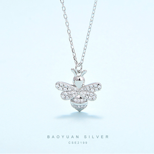 Collar <span class=keywords><strong>de</strong></span> Plata <span class=keywords><strong>de</strong></span> Ley 925 con Colgante <span class=keywords><strong>de</strong></span> <span class=keywords><strong>Abejorro</strong></span> y Cadena <span class=keywords><strong>de</strong></span> <span class=keywords><strong>Miel</strong></span> Pura, Joyería Moderna y Bonita para Niñas y Mujeres - Product Image 1