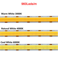 Bande LED COB 24V en gros, haute luminosité, 960 LED, 12mm, double rangée, lumière blanche, 28W/M, 20M, sans chute de tension