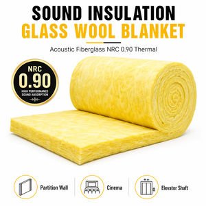 Rouleau <span class=keywords><strong>de</strong></span> <span class=keywords><strong>laine</strong></span> <span class=keywords><strong>de</strong></span> <span class=keywords><strong>verre</strong></span> acoustique, isolation phonique en fibre <span class=keywords><strong>de</strong></span> <span class=keywords><strong>verre</strong></span> NRC 0.90, <span class=keywords><strong>panneau</strong></span> thermique pour cloison, mur, gaine d'ascenseur - Product Image 1