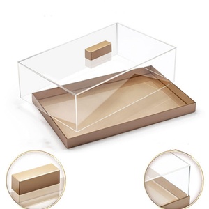 Support à gâteau élégant en acrylique, plateau de service avec couvercle transparent en acrylique, résistant aux chocs, sans danger pour les aliments, logo personnalisé, impression sérigraphique - Product Image 1