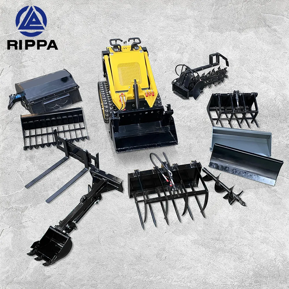 Rippa NEW CE Epa Engine Diesel Minicargador Skidsteer Mini Wheel Crawler Loader macchine movimento terra Mini Skid Steer Loader