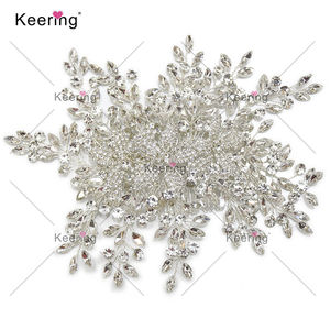 WHD-146 Keering 奢华实惠促销花卉亮色3D花朵婚礼水钻贴花，适用于礼服 - Product Image 2