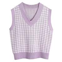 Gilet en tricot pour femme, col en V, sans manches, pull-over doux et chaud, style décontracté preppy, logo personnalisé