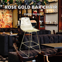 Chaise élégante de luxe moderne en maille métallique or rose, pivotante et réglable, avec base chromée, idéale pour la plage, l'extérieur, les cafés, les restaurants, les centres commerciaux, la maison, les hôtels et les sous-sols.