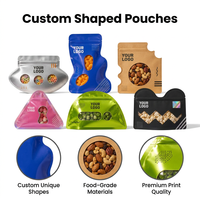 Op maat gemaakte, gestanste ziplock zakjes, voedselveilige staande snackzakjes met transparant venster voor noten, snoep en gedroogd fruit verpakkingen