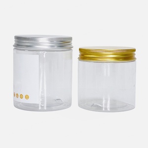 100ML 200ML 300ML 500ML Pet Round Transparent Can 8oz 10oz Cosmetic Container air Tight Food Grade <b>Plastic</b> <b>Jar</b> with Gold Lids - Product Image 5